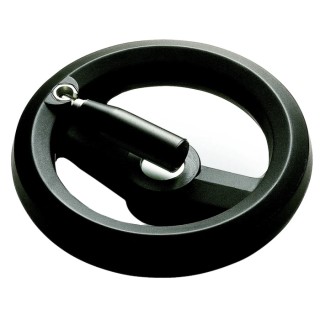 RS PRO Black Fibreglass Reinforced Technopolymer Spoked Fold Down Handle Hand Wheel 100mm Diameter 161-2003