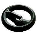 RS PRO Black Technopolymer Hand Wheel, 160 mm Diameter, Fold Away Revolving Handle, Steel Insert Hub 161-2012