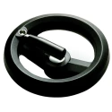 RS PRO Black Fibreglass Reinforced Technopolymer Spoked Fold Down Handle Hand Wheel 100 mm Diameter 161-2004