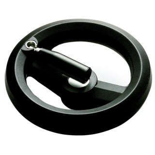 RS PRO Black Fibreglass Reinforced Technopolymer Spoked Fold Down Handle Hand Wheel 100 mm Diameter 161-2004
