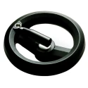 RS PRO Black Fibreglass Reinforced Technopolymer Spoked Fold Down Hand Wheel 160 mm Diameter 161-2010