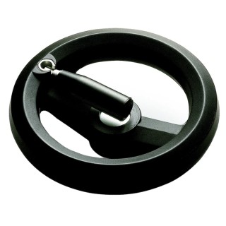 RS PRO Black Fibreglass Reinforced Technopolymer Spoked Fold Down Hand Wheel 160 mm Diameter 161-2010