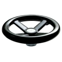 RS PRO Black Four Spoke Hand Wheel 140 mm Diameter with Steel Insert Hub 161-2021
