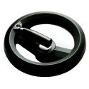 RS PRO Black Fibreglass Reinforced Technopolymer Spoked Fold Down Handle Hand Wheel 160 mm Diameter 161-2011