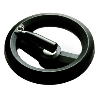 RS PRO Black Fibreglass Reinforced Technopolymer Spoked Fold Down Handle Hand Wheel 160 mm Diameter 161-2011
