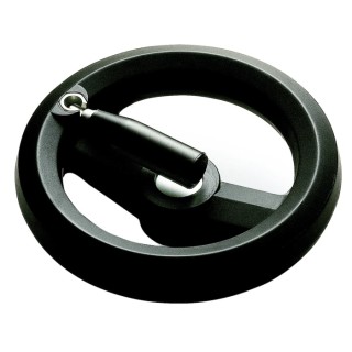 RS PRO Black Fibreglass Reinforced Technopolymer Spoked Fold Down Handle Hand Wheel 200 mm Diameter 161-2017