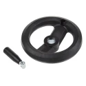 RS PRO Black Fibreglass Reinforced Technopolymer Spoked Fold Down Handle Hand Wheel 200 mm Diameter 161-2017