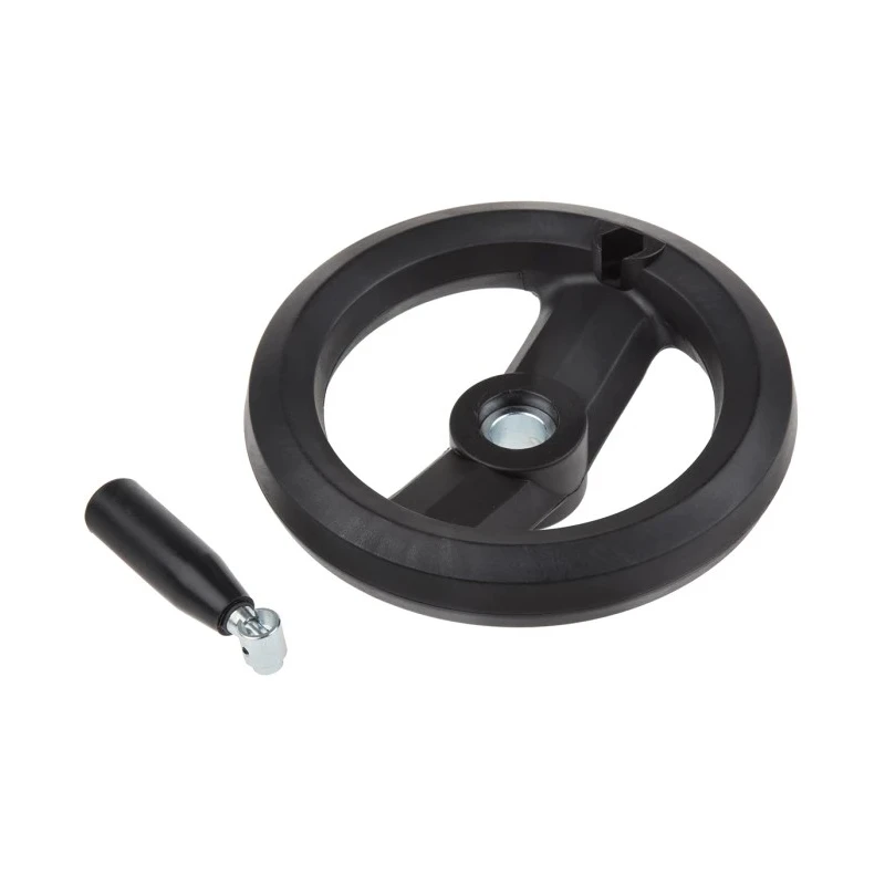 RS PRO Black Fibreglass Reinforced Technopolymer Spoked Fold Down Handle Hand Wheel 200 mm Diameter 161-2017