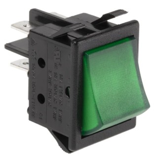 ZF Illuminated DPST On-Off On-Off Rocker Switch Panel Nylon Housing 16A Green Actuator WRG32F2BBGEN