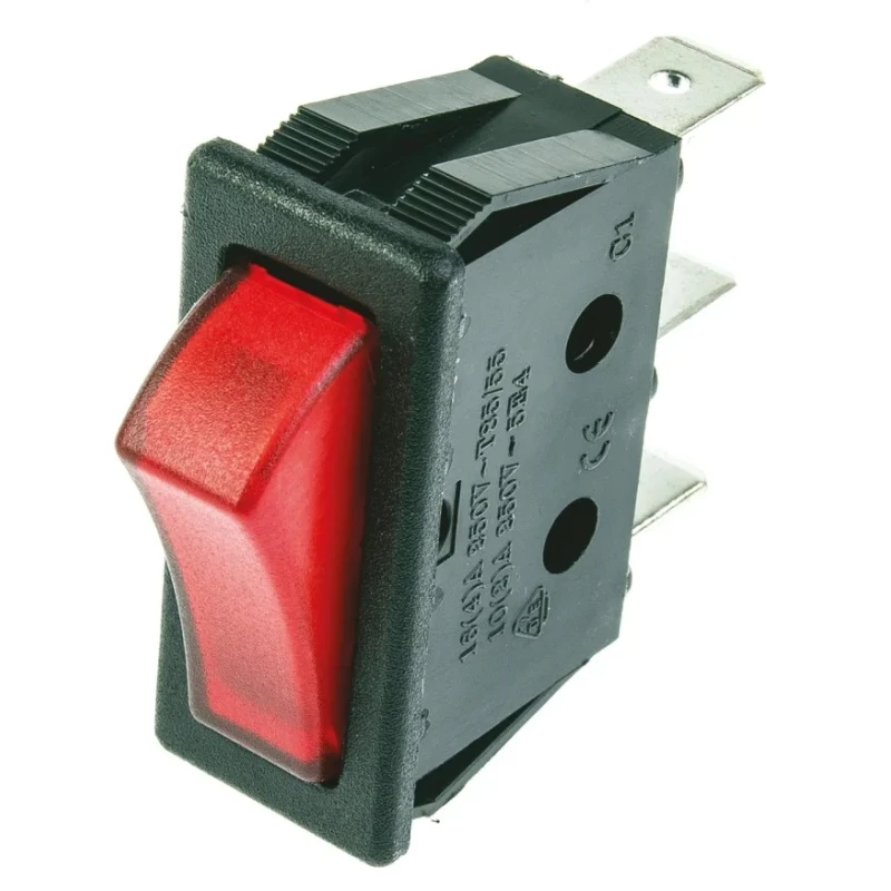 ZF Illuminated SPST On-Off On-Off Rocker Switch Panel 16A Nylon Housing Quick Connect TRG22F2BBREN