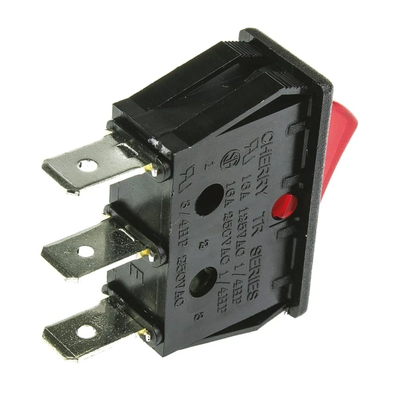 ZF Illuminated SPST On-Off On-Off Rocker Switch Panel 16A Nylon Housing Quick Connect TRG22F2BBREN