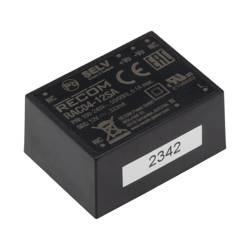 Recom Switching Power Supply 12V DC 4W 90-305V AC PCB Mount RAC04-12SA