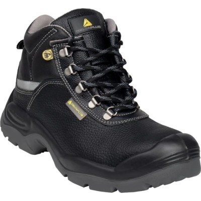 Delta Plus Men's Ankle Safety Boots, Black Leather, Stainless Steel Toe, S3 ESD, Size EU 41 SAULT2