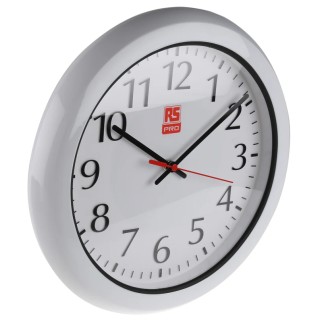 RS PRO White Analogue Wall Clock 300 mm Diameter, Plastic Case, Quartz Movement 706-4773
