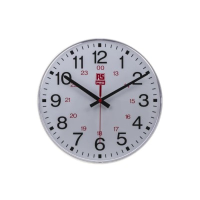 RS PRO White Analogue Wall Clock 300mm Diameter Plastic Case Shatterproof Lens Model 706-4786
