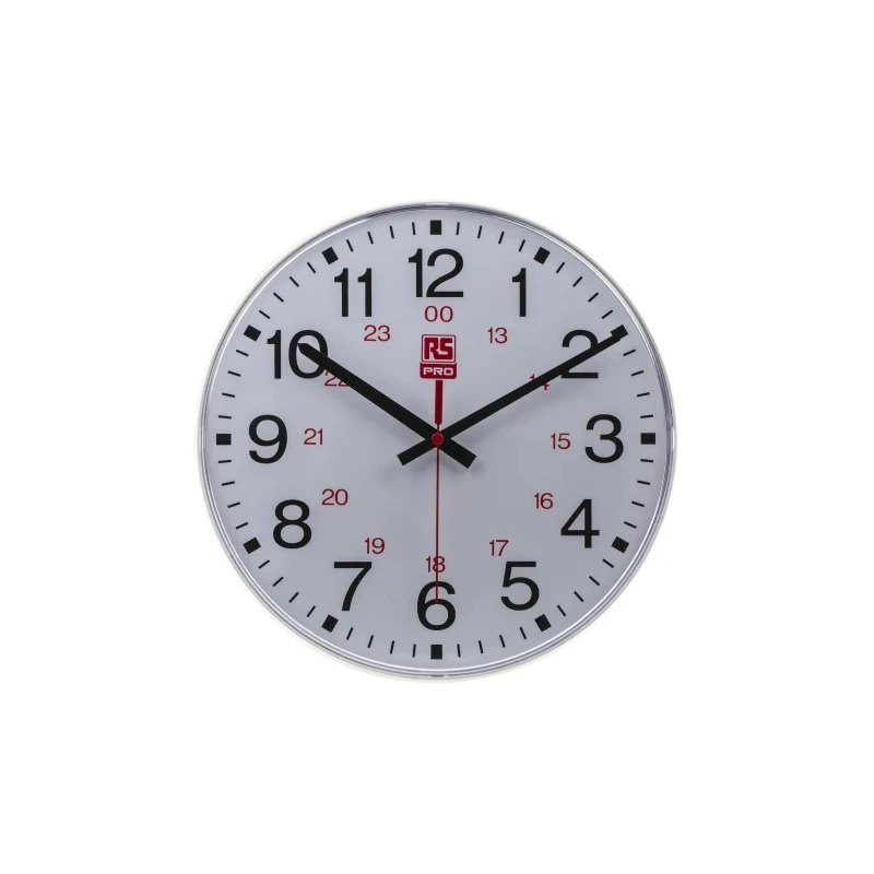 RS PRO White Analogue Wall Clock 300mm Diameter Plastic Case Shatterproof Lens Model 706-4786