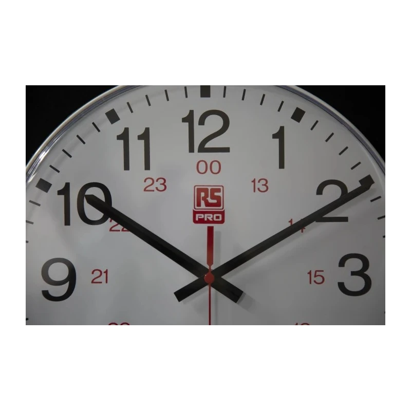 RS PRO White Analogue Wall Clock 300mm Diameter Plastic Case Shatterproof Lens Model 706-4786