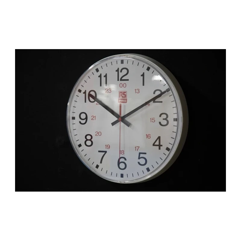 RS PRO White Analogue Wall Clock 300mm Diameter Plastic Case Shatterproof Lens Model 706-4786