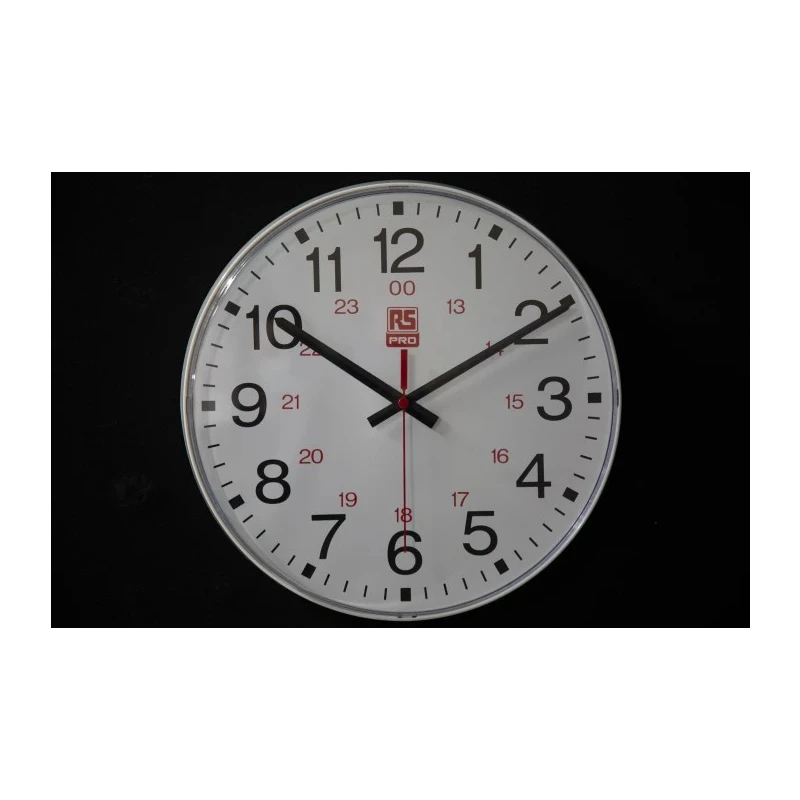 RS PRO White Analogue Wall Clock 300mm Diameter Plastic Case Shatterproof Lens Model 706-4786
