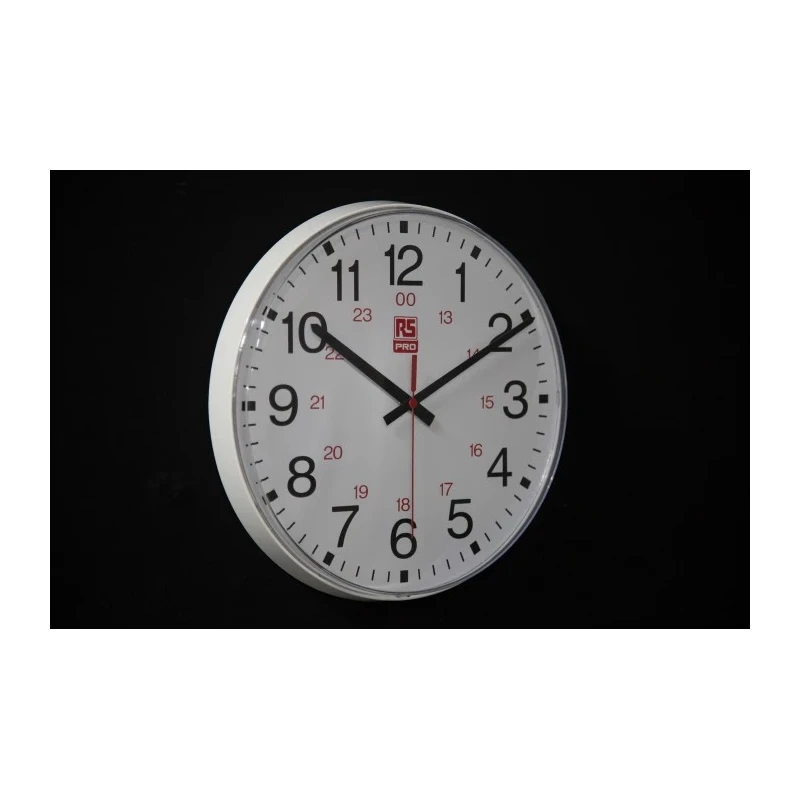 RS PRO White Analogue Wall Clock 300mm Diameter Plastic Case Shatterproof Lens Model 706-4786