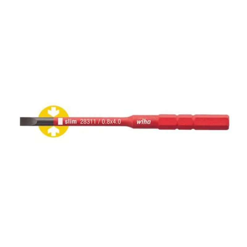 Wiha Screwdriver Bit 6 mm Drive Size, 4 mm Blade Width, 0.8 mm Thickness, 75 mm Overall Length 34580