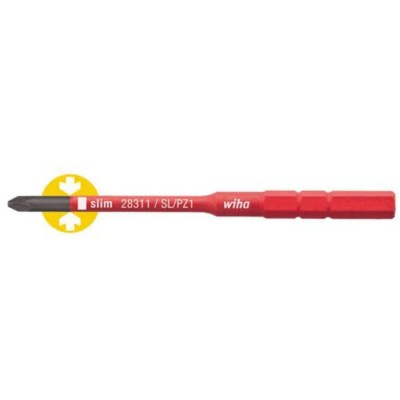Wiha Screwdriver Bit 9 mm Drive Size Chrome Vanadium Steel SL/PZ1 Tip 1-Piece 34589