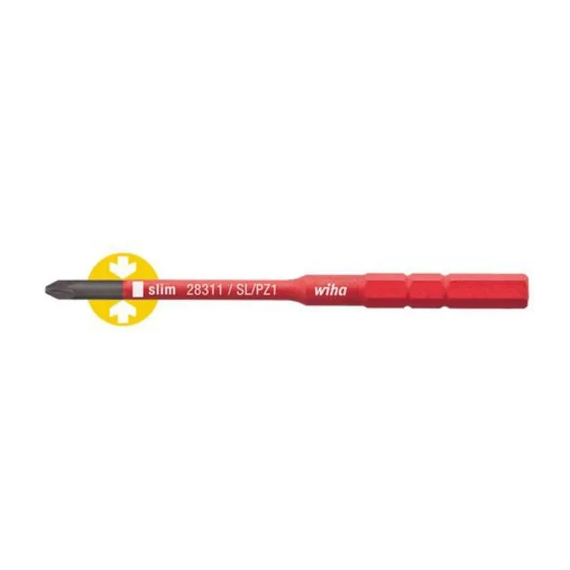 Wiha Screwdriver Bit 9 mm Drive Size Chrome Vanadium Steel SL/PZ1 Tip 1-Piece 34589