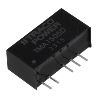TRACOPOWER 1W SIP Single/Dual Output Isolated DC-DC Converter, 5V DC / 100mA, 16.5V DC Input, Through Hole, 74% TMA 1505D