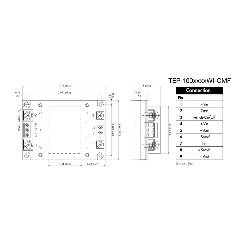 TRACOPOWER 100W Single Output Regulated Isolated DC/DC Converter 36V Input 2.1A, 18V Min Input, 38.4V TEP 100-2418-CMF