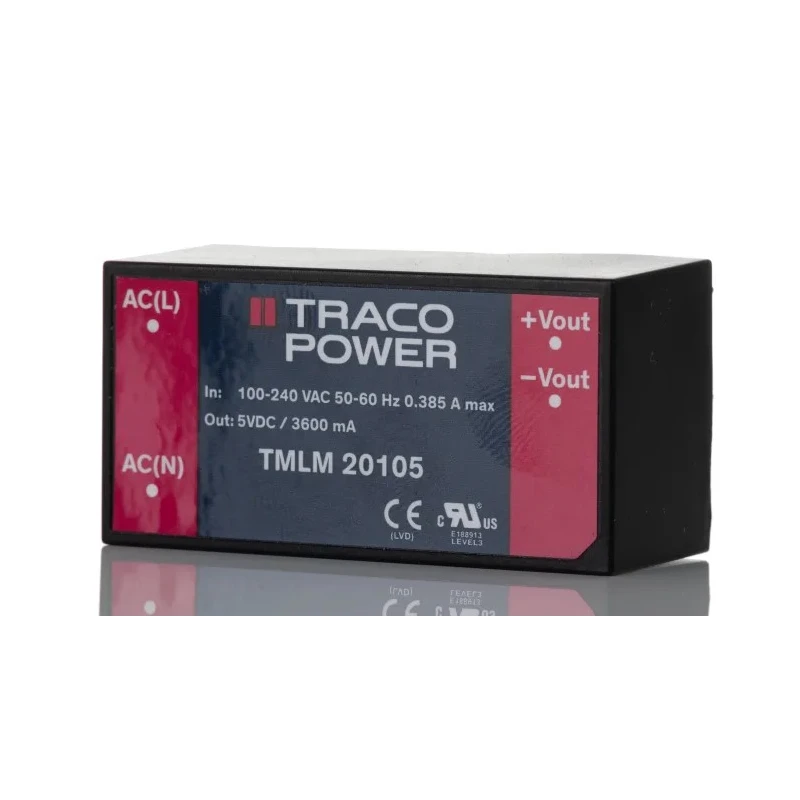 TRACOPOWER Switching Power Supply 5V DC, 18W, PCB Mount, 90-264V AC Input, TMLM 20105