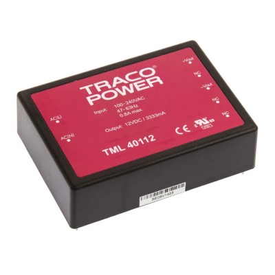 TRACOPOWER Switching Power Supply 12V DC Output 40W Power, PCB Mount, 90-264V AC Input TML 40112