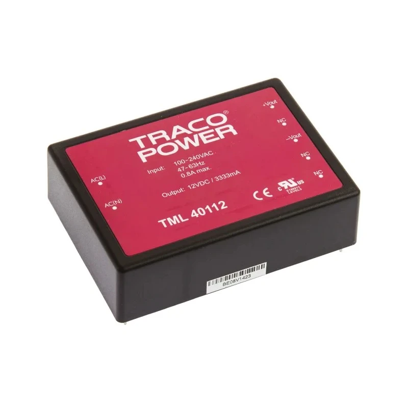 TRACOPOWER Switching Power Supply 12V DC Output 40W Power, PCB Mount, 90-264V AC Input TML 40112