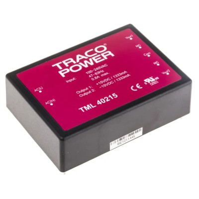 TRACOPOWER Switching Power Supply 2 Output 15V 40W, PCB Mount, -40°C to 60°C TML 40215