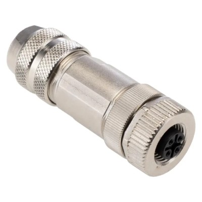 binder Circular Connector, 4 Contacts, Cable Mount, M12 Size, Plug Female, IP67 Protection, Gold Plating 99-1430-814-04
