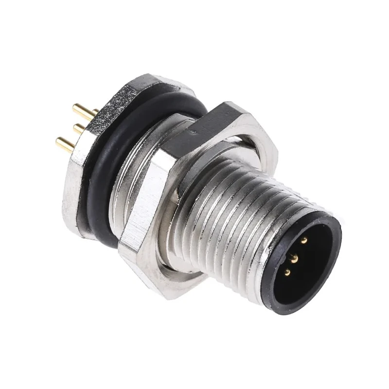 binder Circular Connector M12 5 Contacts Panel Mount Socket Male IP67 Metal Housing Solder Termination 125V 4A 09-3441-90-05