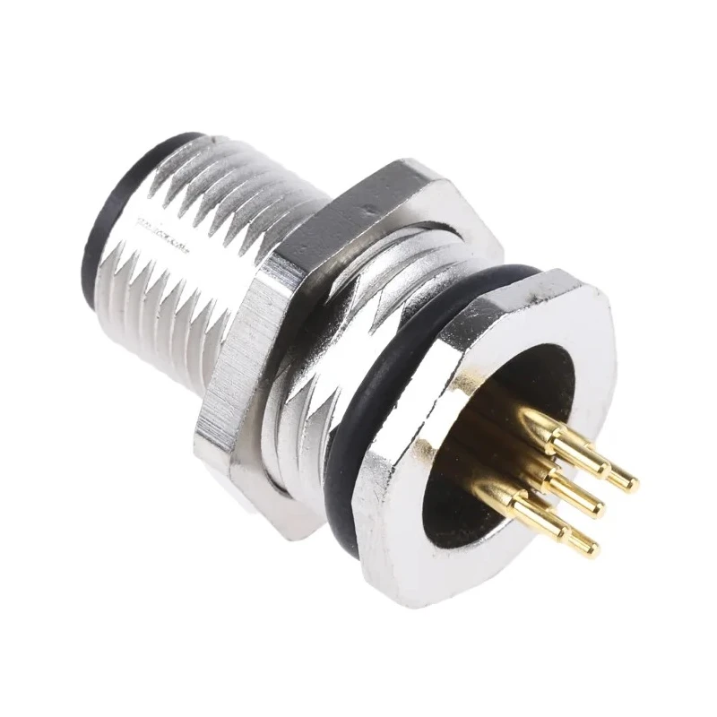 binder Circular Connector M12 5 Contacts Panel Mount Socket Male IP67 Metal Housing Solder Termination 125V 4A 09-3441-90-05