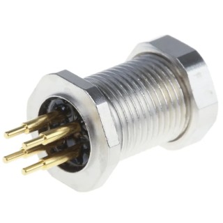 binder Circular Connector 4 Contacts Panel Mount M12 Socket Male IP67 713 Series 09-3431-550-04