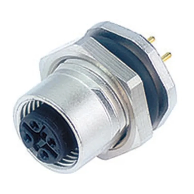binder Circular Connector 8 Contacts Panel Mount M12 Socket Female IP67 Metal Housing A-Coded 713 Series 09-3482-680-08