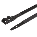 SES Sterling Cable Tie Black Polyamide 12, 355 mm Length x 9 mm Width, UV Resistant, SM12 Series 01890135010