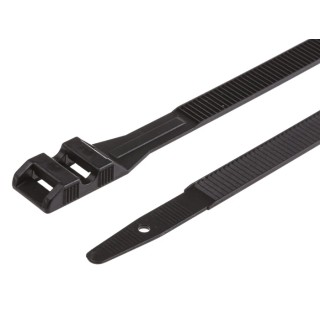 SES Sterling Cable Tie Black Polyamide 12, 355 mm Length x 9 mm Width, UV Resistant, SM12 Series 01890135010