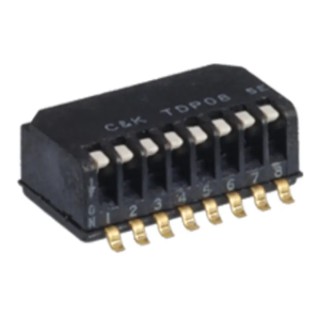 C & K Piano Raised Rotary Coded DIP Switch TDP08H1SBD1R