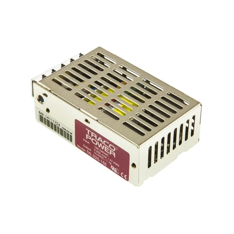TRACOPOWER TXL 025-15S Switching Power Supply 15V DC 25W 264V AC Chassis Mount TXL Series