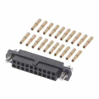 HARWIN PCB Connector Kit Housing with Hexagonal Slotted Jackscrews and 20 Barrel Crimp Contacts Gold Finish M80-4612005