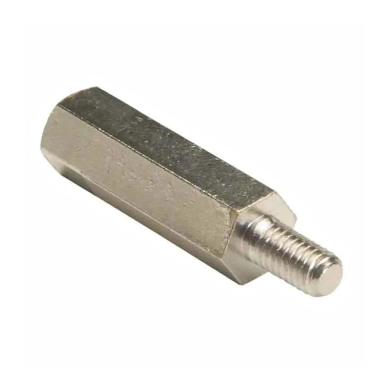 HARWIN M3 x 0.5 Threaded Standoff, 30 mm Body Length, 6 mm Stud Length, Brass Hex Spacer, Nickel Finish R30-3003002