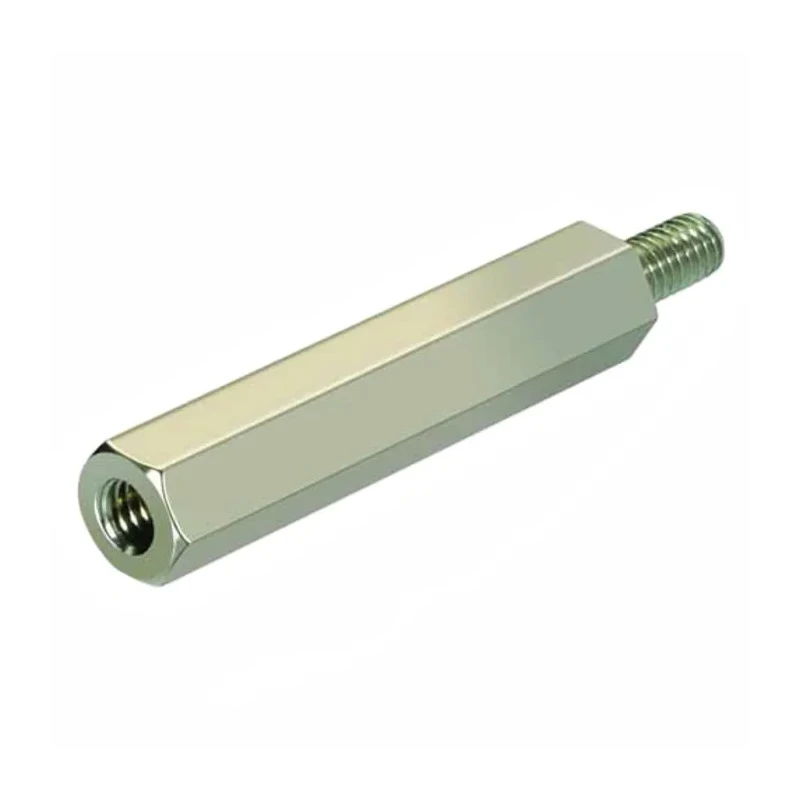 HARWIN M4 x 0.7 Threaded Standoff, 25 mm Body Length, 8 mm Stud Length, Brass Material, Nickel Finish R40-3002502