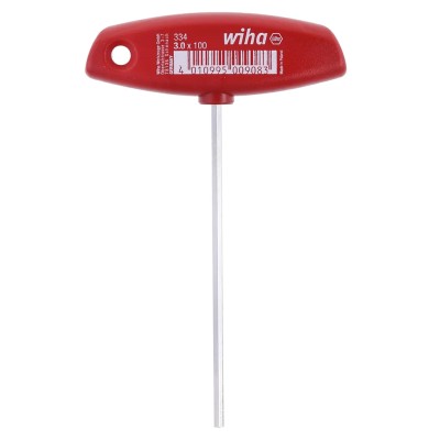 Wiha T Metric Hex Key, Hex Size 3 mm, Nickel Chrome Plated Chrome Vanadium Steel Handle 126mm Overall Length 00908