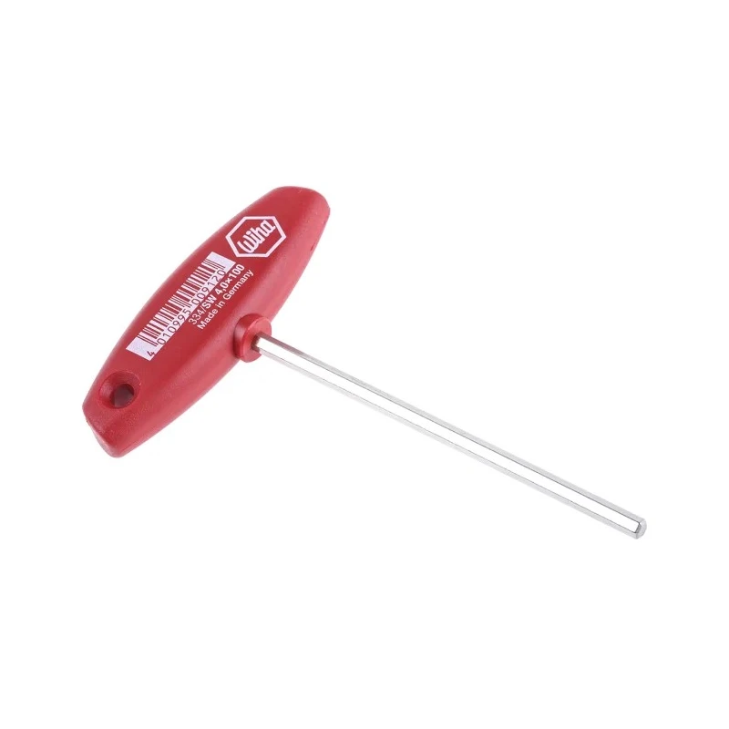 Wiha T Metric Hex Key Hand Tool, Hex size 4 mm, Long Arm, Chrome Vanadium Steel, Nickel Plated 00912