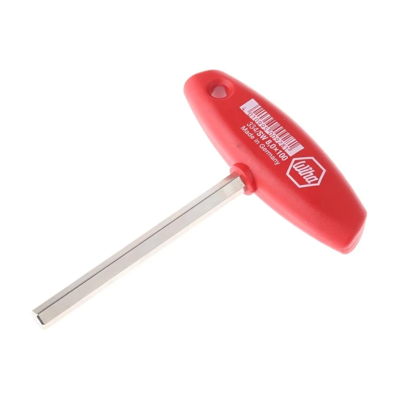 Wiha T Metric Hex Key Tool, Hex Size 8 mm, Long Arm, Nickel Chrome Plated Chrome Vanadium Steel 00928