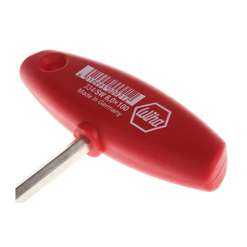 Wiha T Metric Hex Key with 6 mm Hex Size, Long Arm, Nickel Chrome Plated Chrome Vanadium Steel 00921