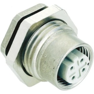 HARTING Circular Connectors M12 4 Pole Straight DIN Socket 4A 50V IP67 Screw Panel Mount Female 21033712415